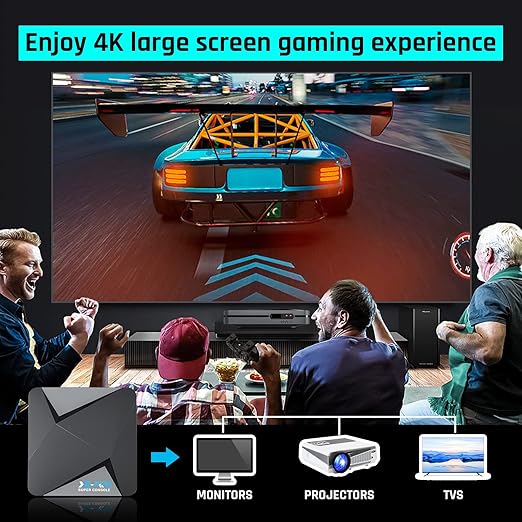 Kinhank 2025 Super Console X2 Pro Pre-installed 65,000+ Classic Games,Retro Game Consoles Compatible with 60+ Emulators,EmuELEC 4.6&Android 9.0, 4K HD Output,2 Wireless Controllers