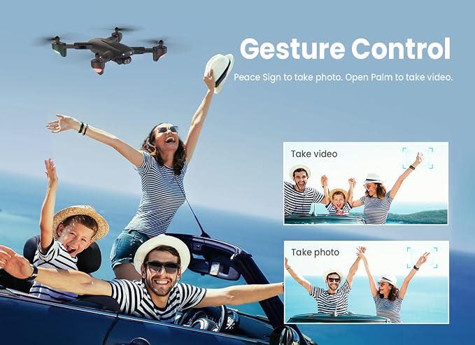 UranHub Drone with Camera 4K UHD for Adults, GPS Foldable FPV RC Quadcopte for Beginners with 2 Batteries, Auto Return, Follow Me, Gesture Control, Point of Interest, Waypoints, Black