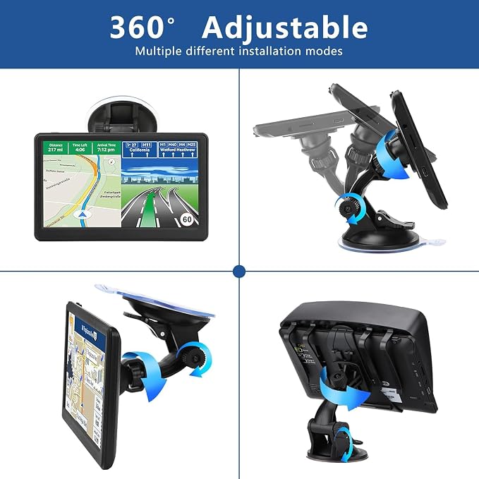 GPS Navigator for Car Truck RV, 7 Inch Touch Screen, Latest 2026 Maps for Car GPS, Support Voice Turn-by-Turn Guidance, Speed and Red Light Warning, Custom Truck Routing