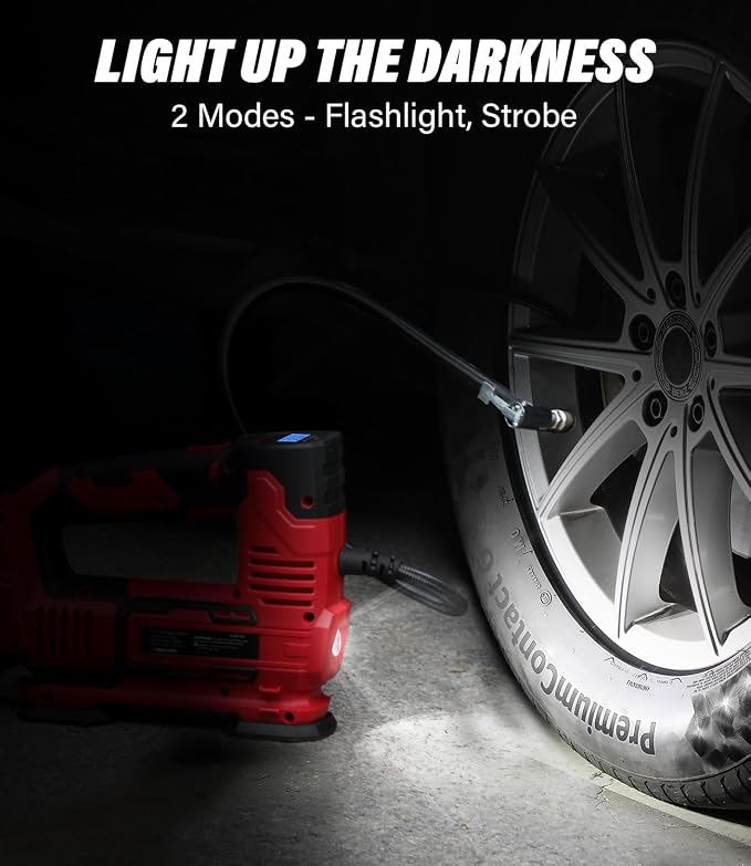 AVID POWER Tire Inflator Portable Air Compressor, 20V Cordless Car Pump w/Rechargeable Li-ion Battery, 12V Car Power Adapter, Digital Pressure Gauge, 150PSI Tire Compressor for Many Inflatables