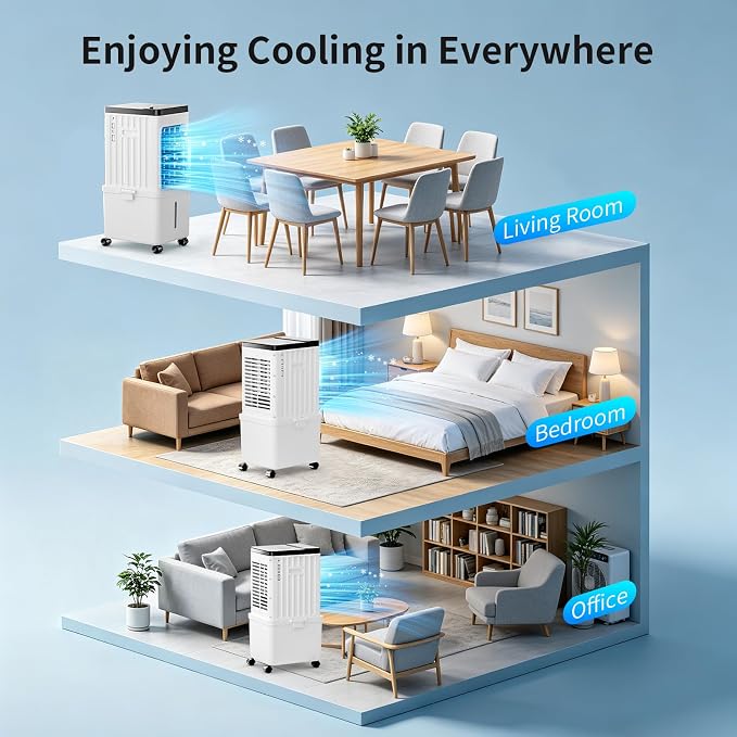 Portable Air Conditioners,Evaporative Swamp Air Cooler 3-in-1 Free Standing Cooling AC Unit with Fan & Humidifier,Windowless Portable AC Unit with Remote, Fast Cooling, 7H Timer for Bedroom,Office
