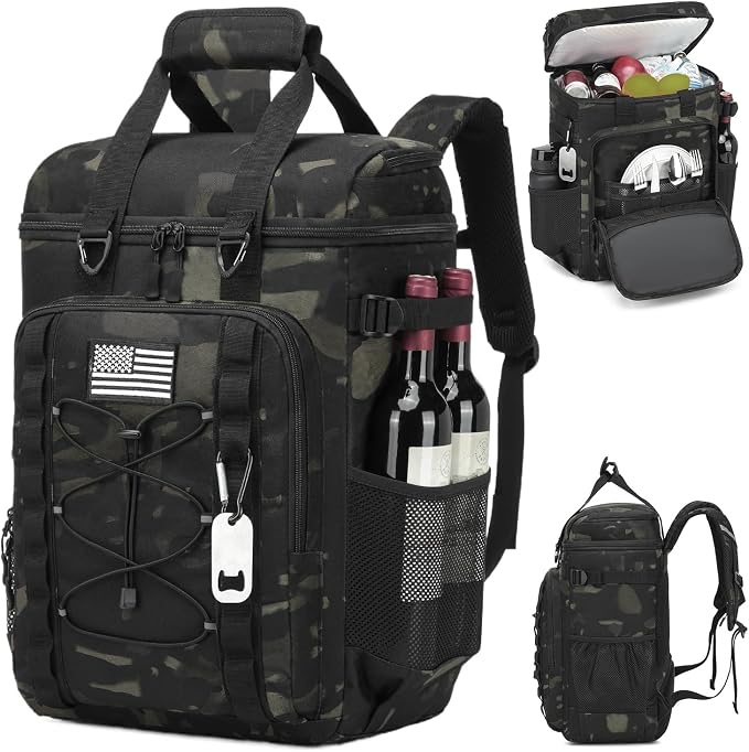 Tactical Cooler Backpack - 42 Cans Backpack Coolers Insulated Leak Proof for Men & Women, Soft Cooler Insulated Backpack for Lunch, Work, Camping, Hiking, Picnic, Beach & Travel