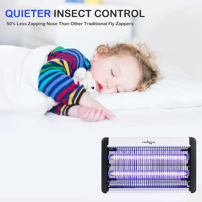 FRAXINUS Electric Bug Zapper, UV Insect Killer, Indoor Fly Catcher, Mosquito Killer Lamp, 3500V High Powered Grids, 20W UV Light Attract to Zap Flying Insects. (Including 2PCS Bulbs)