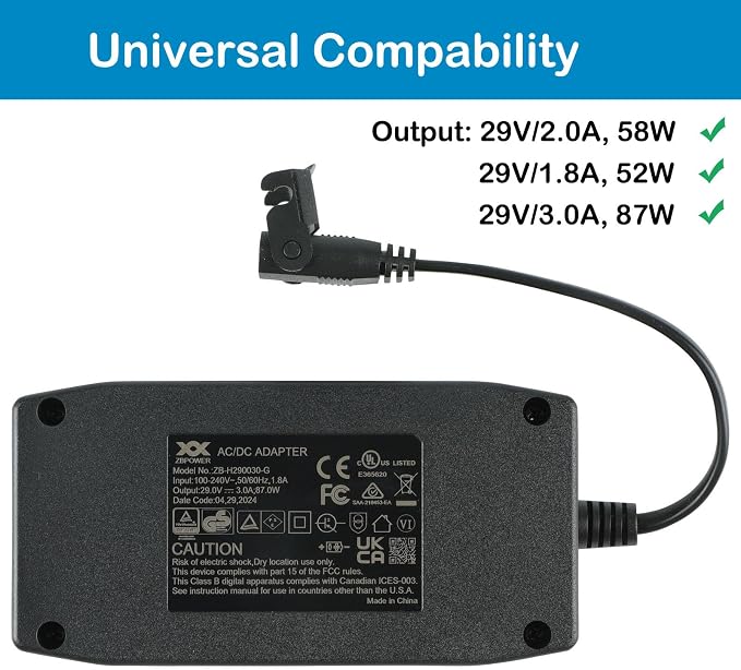 Recliner Power Supply, Model ZB-H290030-G ZBPOWER AC/DC Switching Power Supply Transformer 29V 3A Adaptor for Lift Chair or Power Recliner Limoss Okin