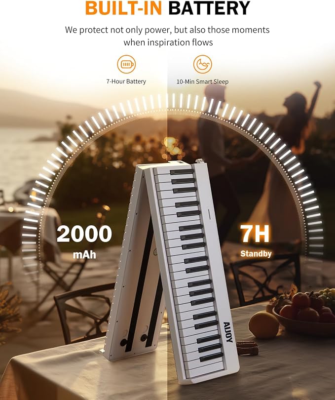 AiJoy 88-Key Portable Piano Keyboard with Semi-Weighted Keys Folding Piano, Built-in Speakers/MIDI, Long Battery Life Electric Keyboard Piano for Beginners