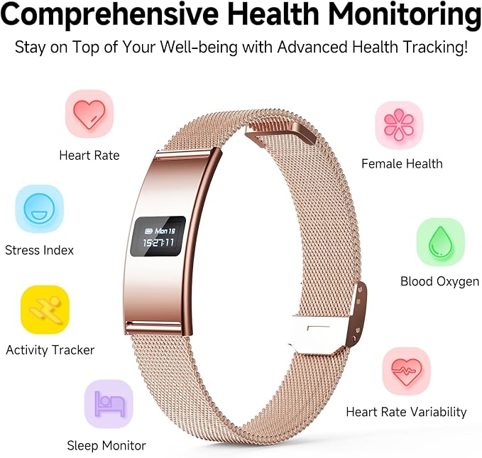 Smart Bracelet, Subscription-Free 24/7 Health Tracking, Heart Rate, SpO2, HRV & Sleep Tracker with IPX8 Waterproof, Wearable Activity & Fitness Tracker, 7-Day Battery, 2 Bands