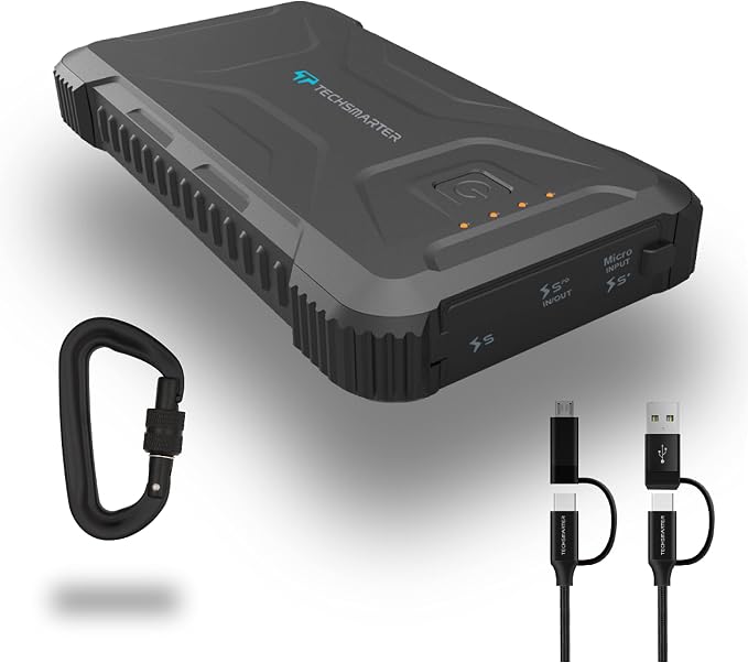 Rugged & Waterproof 20000mah 18W USB-C PD Power Bank. Extreme Tactical Portable Charger Heavy Duty, Camping, Outdoor with Flashlight. Compatible with iPhone, Samsung, iPad, Android, Galaxy