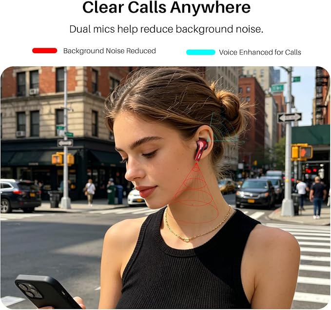 TOZO T20 Wireless Earbuds, Bluetooth 5.3 Headphones with 97H Playtime, IPX8 Waterproof, Dual Mic ENC Call Noise Cancelling, Deep Bass Sound, LED Display, Wireless Charging Case
