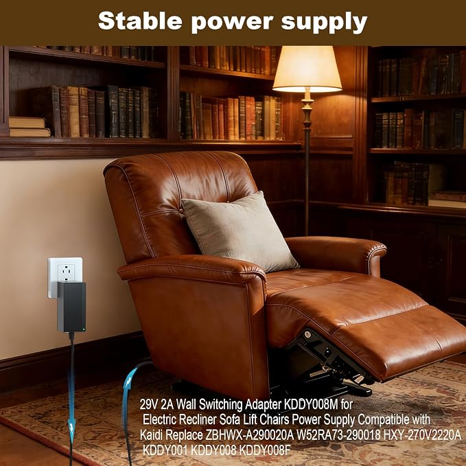 KDDY008M Power Adapter Compatible with Kaidi Replace ZBHWX-A290020A W52RA73-290018 HXY-270V2220A KDDY001 KDDY008 KDDY008F Recliner Sofa Lift Chairs Power Supply Cord Charger