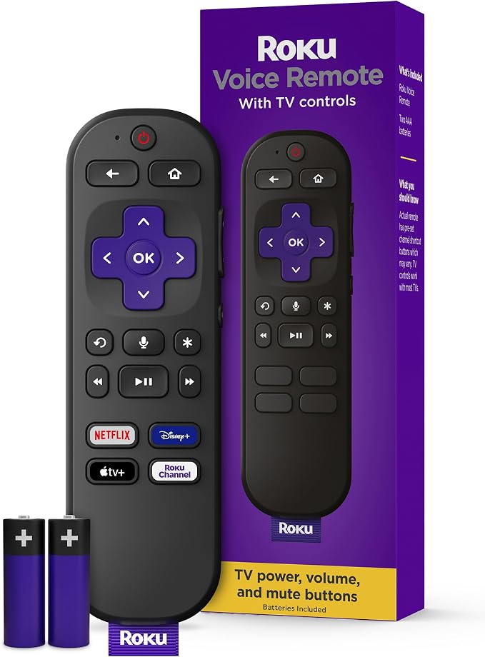 Roku Voice Remote | Replacement TV Remote Control with Voice Control, Simple Setup, & Pre-Set App Shortcuts - Compatible with Roku TV, Players, & Audio Devices | Voice Control, Simple Setup, Pre-Set App Shortcuts, Compatible with Roku TV, Players, & Au...