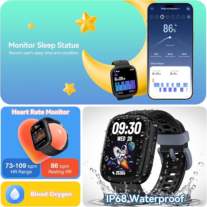 Fitness Tracker Watch, No APP/Phone Required Pedometer Watches Compatible with Apple Find My, Heart Rate, Sleep Monitor Calories Step Counter Stopwatch Waterproof Gifts