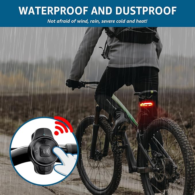 USUPERINK Turn Signals for Ebike, Bike Turn Signals, Bike Blinkers Front and Back, Bike Tail Light USB Rechargeable with Horn, IP65 Waterproof Anti-Theft Alarm, Auto On Off, for Bicycle,Ebike,Scooter
