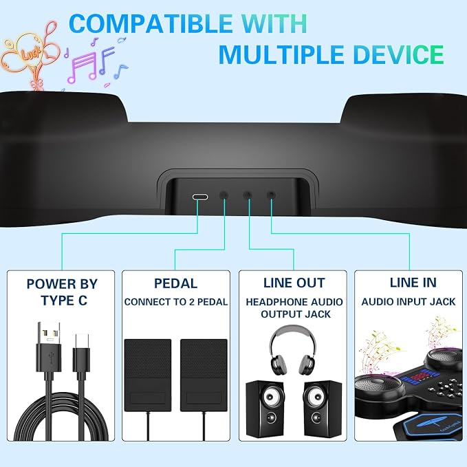 Electronic Drum Set - YUOIOYU Electric Drum Set Roll Up Portable Drum Kit MIDI Practice Drum Pad with Dual Built-in Speaker, Drum Sticks and Pedals, Christmas Birthday Gift for Kids Adult