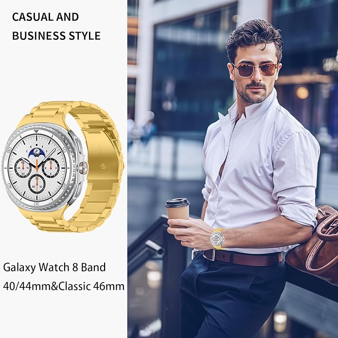 GOLDTOLUCK No Gap Stainless Steel Band Compatible with Samsung Galaxy Watch 8 7 6 5 4 Classic FE Pro Ultra 40mm 44mm 46mm 43mm 47mm 45mm 42mm Replacement Men Women Milanese Metal Elegant Casual
