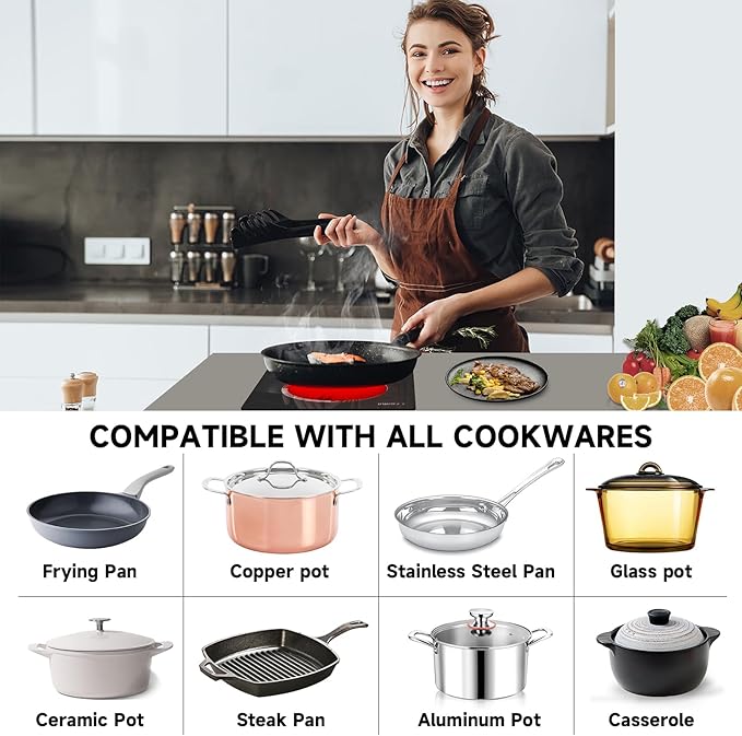Double Burner Electric Cooktop Plug in 2000W, 110V~120V Countertop Stove, Electric Stove 2 Burner for Cooking, 110 volt Kitchen Stove 12inch Built-in Countertop with Timer, Peak, Pause