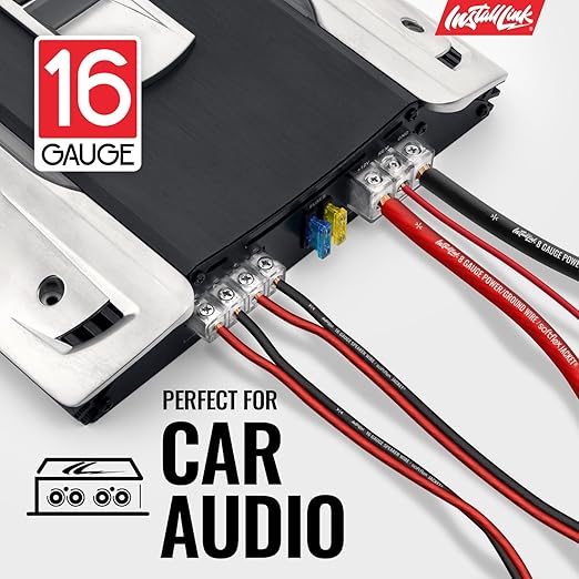 Install Link 16 AWG Gauge Speaker Wire Cable Stereo, Car or Home Theater, CCA (250 Feet)