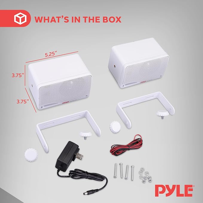 Pyle Outdoor Waterproof Wireless Bluetooth Speaker - 3.5 Inch Pair 3-way Active Passive Weatherproof Wall, Ceiling Mount Dual Speakers System w/ Heavy Duty Grill, Patio, Indoor Use -PDWR42WBT (White)