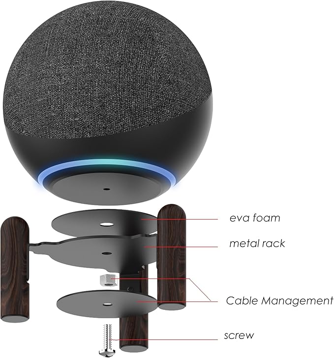 Desktop Holder Mount Stand for 2025 New Echo Studio, Echo 4th Gen，and Other Suitable Speakers. Black Walnut Wood.