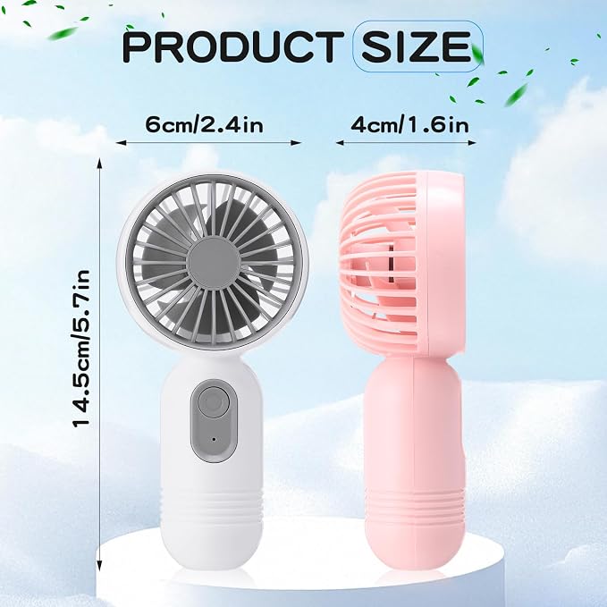 Rossesay 3 Pcs Mini Portable Fan Bulk Cute Handheld Lightweight Small Little Personal Hand Eyelash Fan 3 Speeds USB Rechargeable for Women Men Indoor Outdoor Makeup Travel (Black,White,Pink)