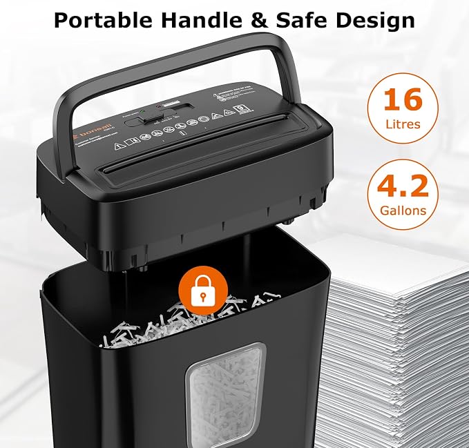Bonsaii Paper Shredder, 9-Sheet Crosscut Home Office Shredder with 4.2 Gallon Bin, P-4 Security Level Document Shredder Shred Credit Card/Mail/Staple/Clip (C261-C Updated)