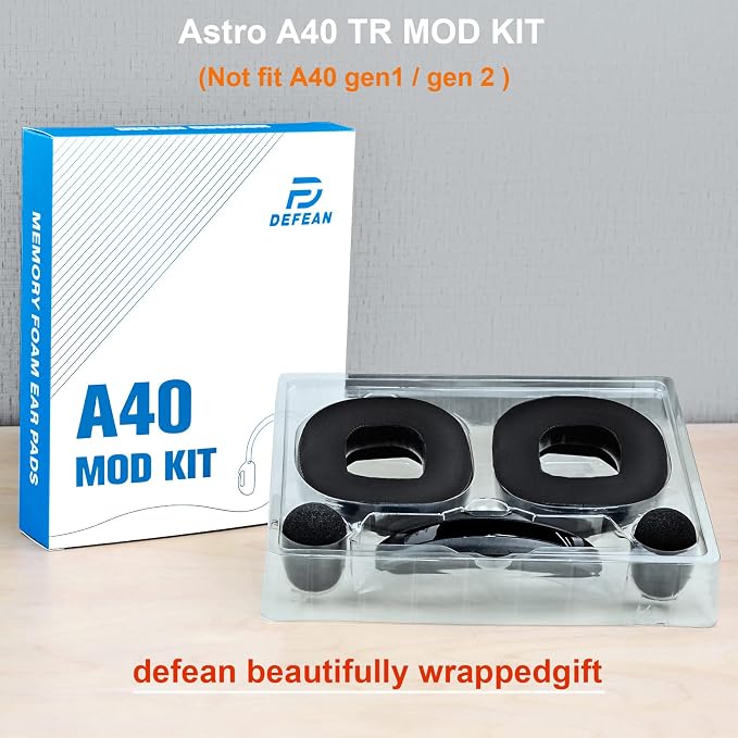 A40 TR Mod Kit – defean Replacement Earpads and Headband Compatible with Astro Gaming A40 TR Headset,Ear Cushions, Upgrade High-Density Noise Cancelling Foam, Added Thicknes (Black Silky Cool Fabric)
