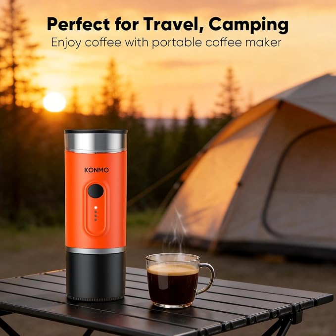 Portable Espresso Machine, Self-Heating, 15 Bar, Type-C Rechargeable, Works with Capsules & Ground Coffee, Coffee Maker for Camping, Hiking, Outdoor Travel, Car RV, Business Trips