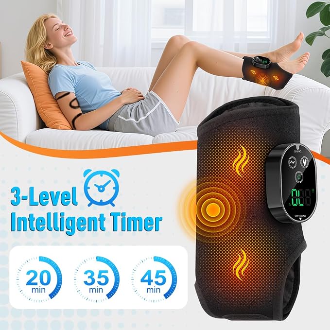Electric Foot Massager with Heat Therapy, Portable Heated Foot Care Device Heated Wrap with 3 Vibration Modes and 5 Heat Levels - Cordless Portable Design (1-Piece, 1, Count)