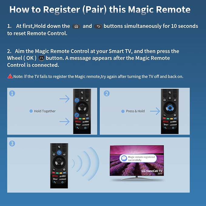 for LG-TV-Remote-Control-Replacement, for All 2019-2025 LG Magic Remote Control for Smart TVs with Pointer and Voice Function. 2-Year Warranty.