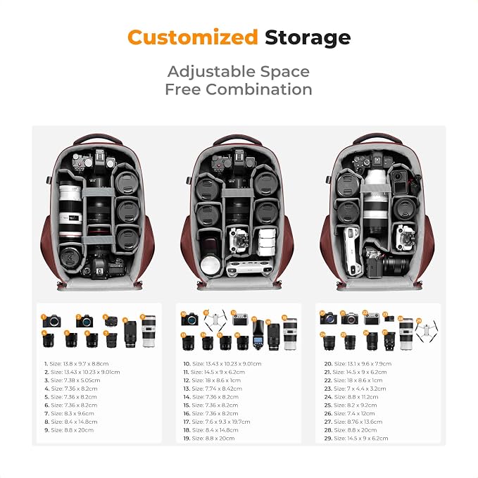 K&F CONCEPT Camera Backpack,Hardshell Photography DSLR Camera Bag with 15-15.6 Inch Laptop Compartment Hard Shell Camera Case Compatible with Canon/Nikon/Sony/DJI Mavic Drone