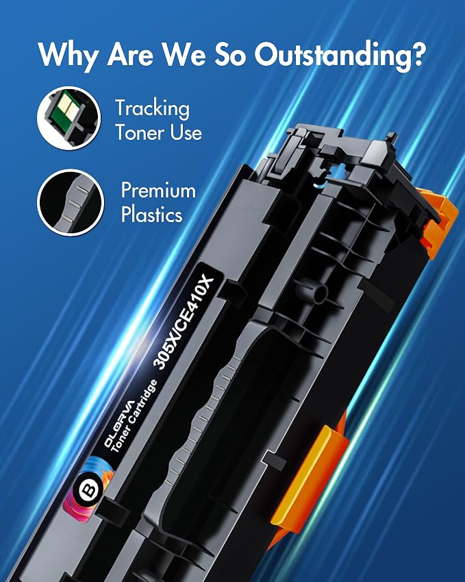 305X Toner Cartridges (with Chip) - 4 Pack High Yield Replacement for HP 305A Toner Cartridge CE410A, Works for LaserJet Pro 400 M451dn M451nw M475dn M475dw M451dw M375nw Series Printer | CE410X