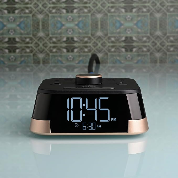 The Original Brandstand CubieTime | User Friendly & Convenient Alarm Clock Charger | 1 USB-A & 1 USB-C Port | 2 Tamper Resistant Outlets | As Seen in Top Hotel Brands