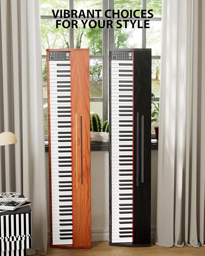 UISCOM 88 Key Digital Piano Keyboard for Beginners - Full Size Semi Weighted Wooden Electric Piano Set with Stand, Triple Pedal, Headphone,Carry Bag - Supports USB-MIDI Connecting (Wood Grain Black)
