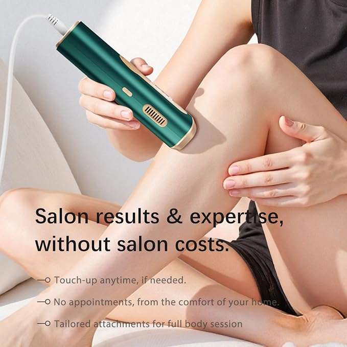 IPL Laser Hair Removal Device for Women & Men - Safe At-Home 45°F Ice-Cooling Contact for Painless & Long-Lasting Results, 86% Less Hair In 3 Weeks for Full Body & Face, Green