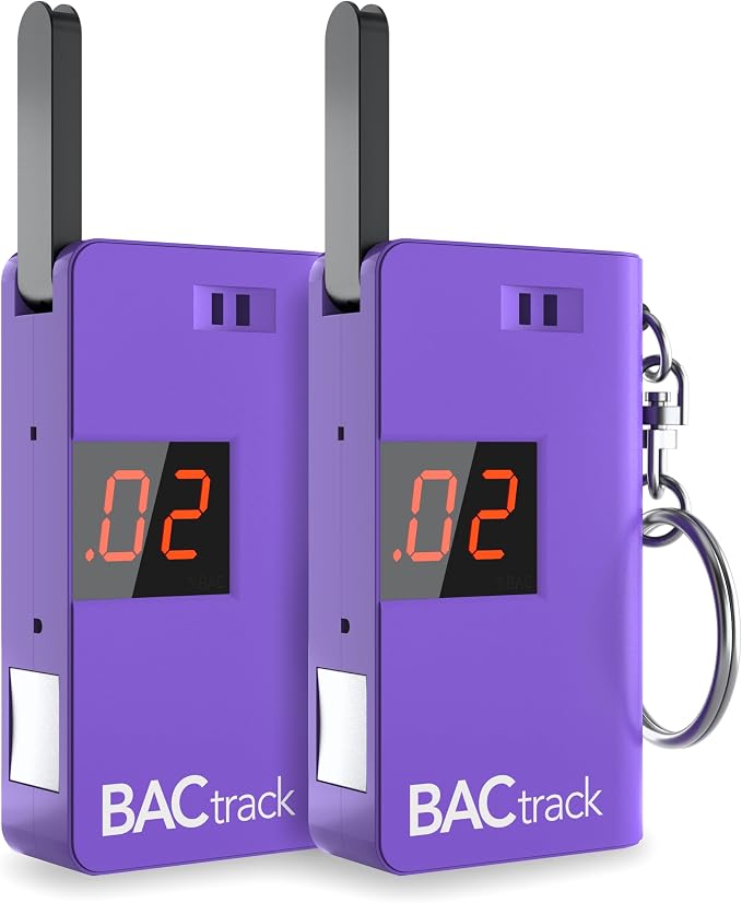 BACtrack Keychain Breathalyzer - Purple (2 Pack) | Ultra-Portable Pocket Keyring Alcohol Tester for Personal Use