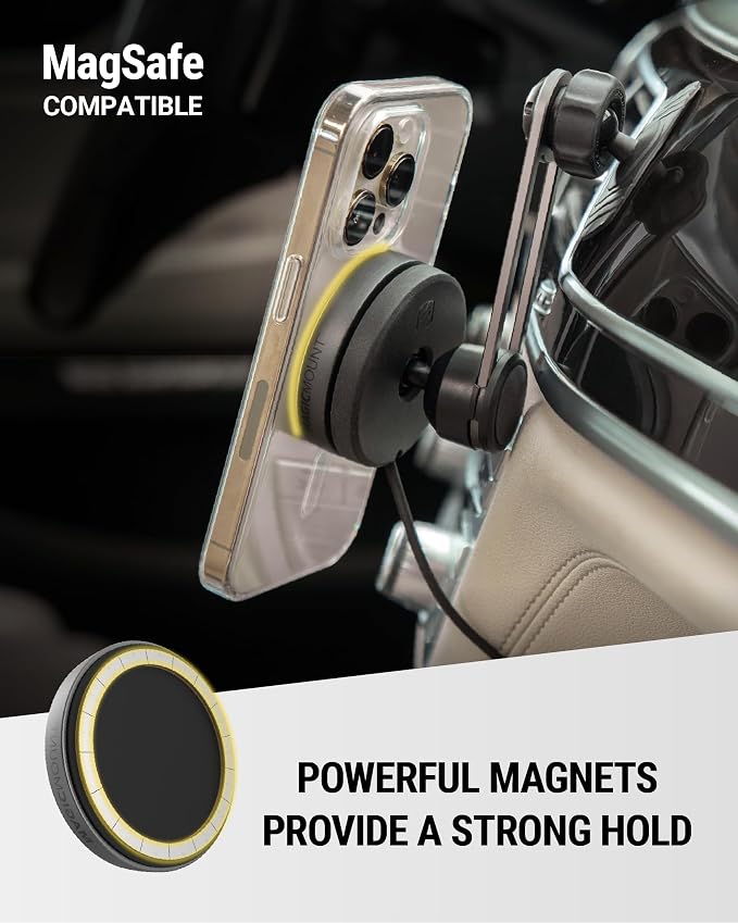 Scosche Qi2 MagSafe Car Mount Charger, 15W Wireless Magnetic Phone Holder for Car Dash, Vent & Tesla Display, Secure Grip, 4ft Cable, Fast Charging Compatible with MagSafe iPhone & Samsung Galaxy S25