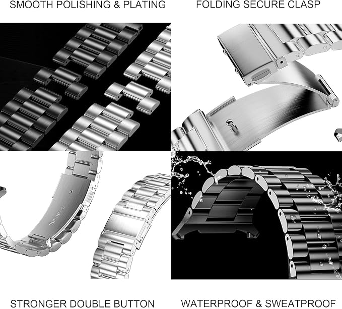 SUPLINK 2 Pack Band Compatible with Samsung Galaxy Watch Ultra Bands 47mm(2024), Adjustable Premium Stainless Steel Strap for Galaxy Watch 7 Ultra Bands Men Women, Black