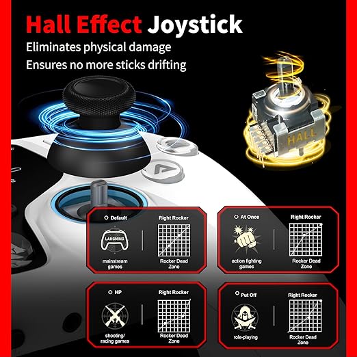 NBCP V6 Wireless PC Controller with Interactive Screen,Gyroscope Calibration & Joystick Drift Repair Function,for PC Windows 7,8,10,11/Android/iOS,Hall Effect Joystick & Trigger,Programmable,Turbo Function,5-Level Vibration Feedback,1000Hz Polling Rate...