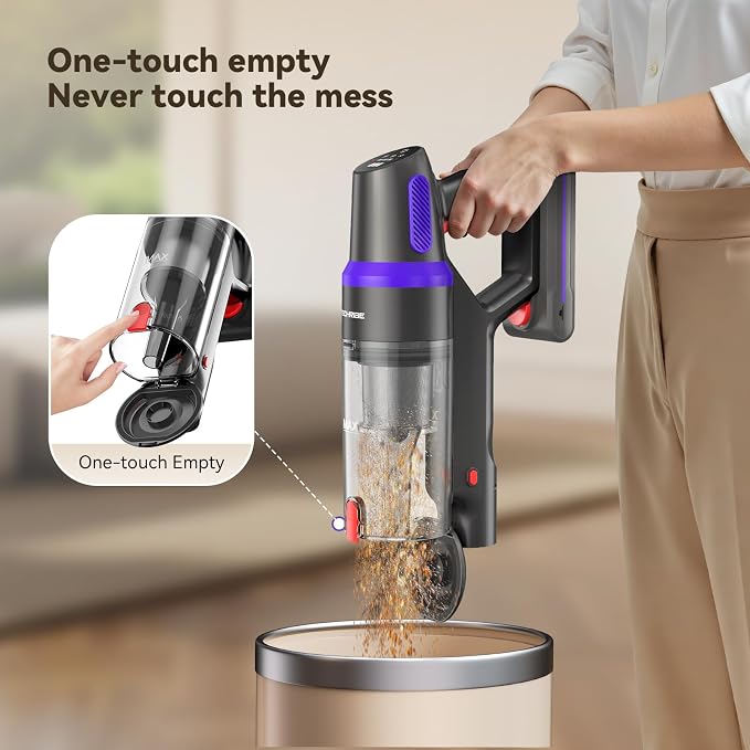 TechRise Cordless Vacuum Cleaner,450W 40Kpa Vacuum Cleaners for Home,Up to 60 Min Runtime,Tangle-Free Brush,8-in-1 Versatile & Self-Standing for Hardwood Floors, Carpets, Pet Hair