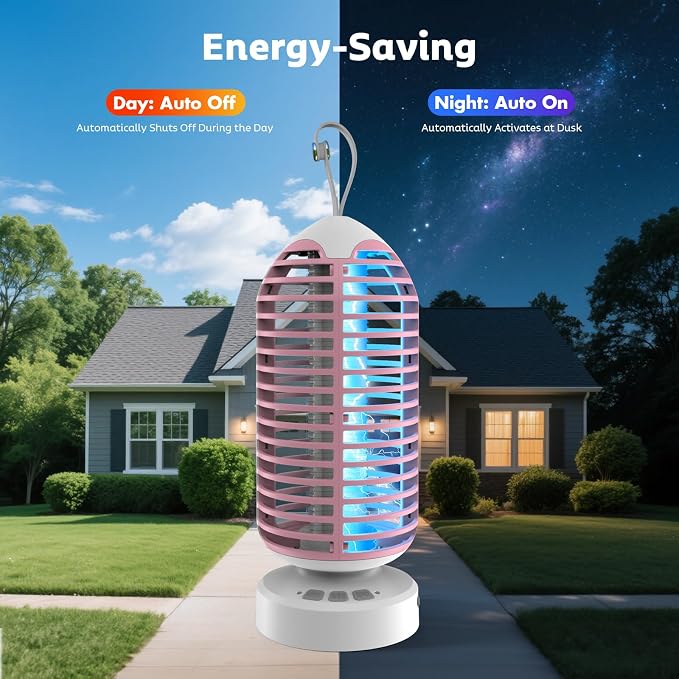 OnBeam Bug Zapper Outdoor, Mosquito Zapper Indoor Electric Fly Zapper Rechargeable Mosquito Killer with Color Changing LED Lights, Auto On/Off, 3000mAh Fly Trap for Home Backyard, Patio, Camping
