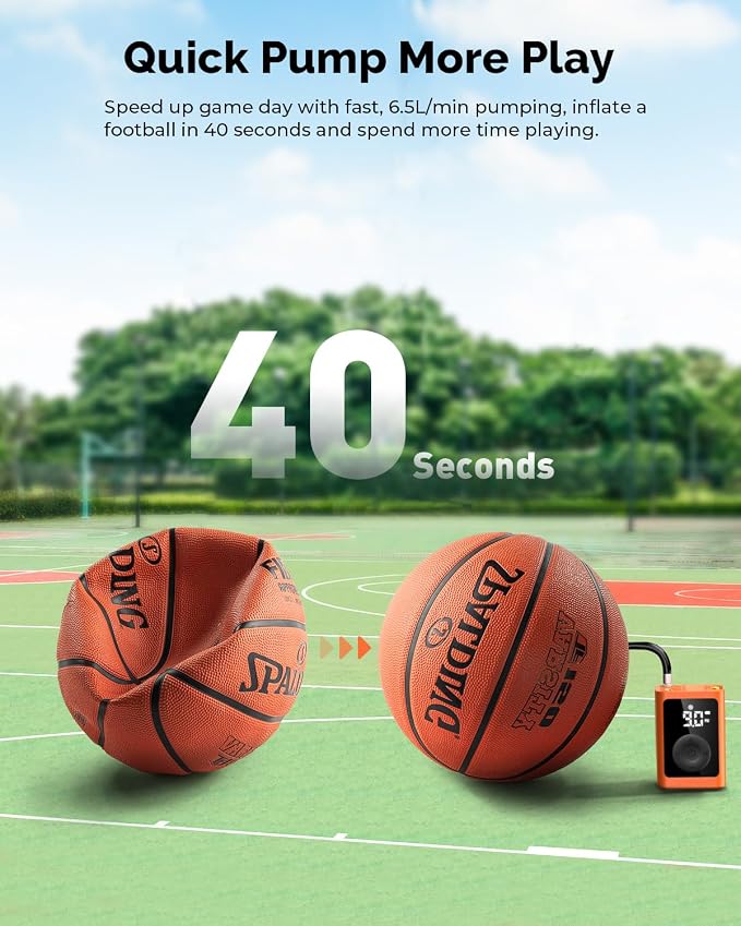 ETENWOLF P300 Plus Ball Pump, Electric Basketball Pump Inflation and Deflation, with 3200 mAh Rechargeable Battery, Air Pump for All Sports Balls