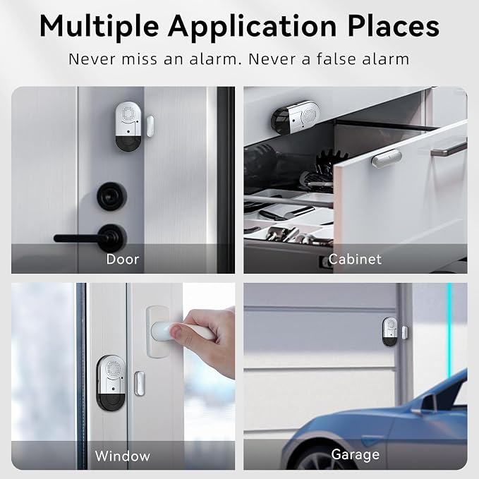 Sanjie Door Alarms When Opened,Door Window Alarm Sensors for Kids Safety/Home Security/Pool/Garage/Dementia/Toddler/Travel Security,Easy to Install,Volume Control/Loud Alert,Long Battery Life,3 Pack