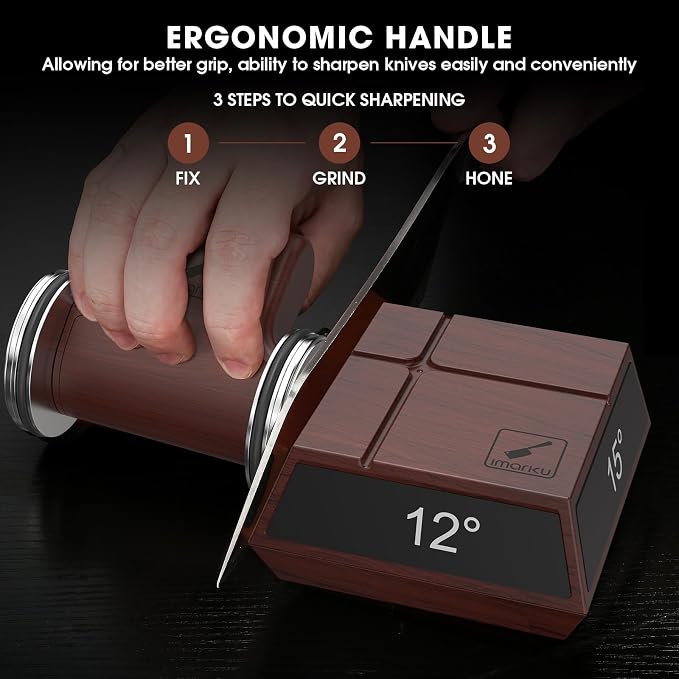 imarku Rolling Knife Sharpener, Magnetic 4-Angle Knife Sharpening Kit, 2 Diamond Discs for Any Hardness, Tool for Kitchen & Pocket Knives, 12/13/15/20, Gift for Home