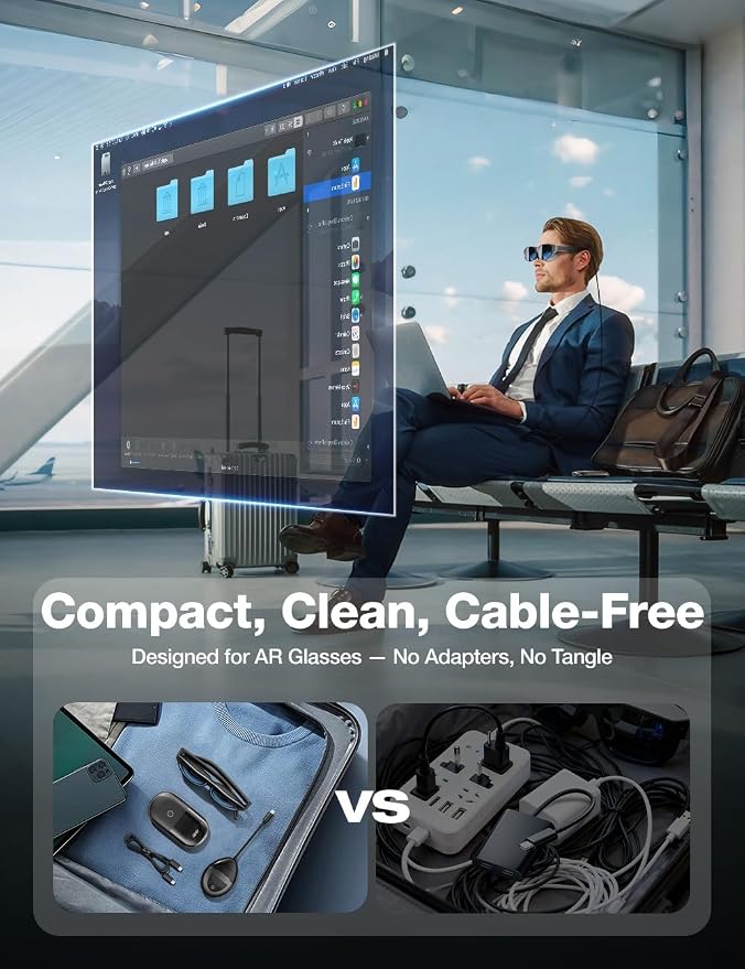 AIMIBO Wireless HDMI Transmitter and Receiver for AR Glasses, HDMI & USB-C Ports, 5G, 60Hz, 5000mAh Battery for Laptop, DVD Player, Cable Box, PS5 to XREAL/RayNeo/Rokid/TV/Monitor/Projector