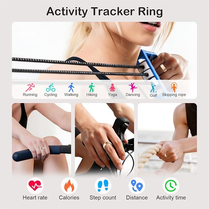 Smart Ring for Women Men, Fitness Trackers Fitness Ring (Rose Gold, 6#) | Health Ring with Sleep Tracker, Heart Rate Monitor, Step Counter, Fit Ring for Long Lasting Battery Life, No Subscription Fee
