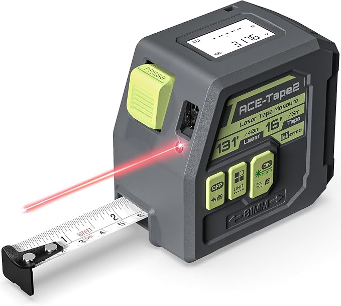Laser Tape Measure 2-in-1, Inkerma 130Ft Laser Measurement Tool & 16Ft Measuring Tape, Digital Laser Tape Measure