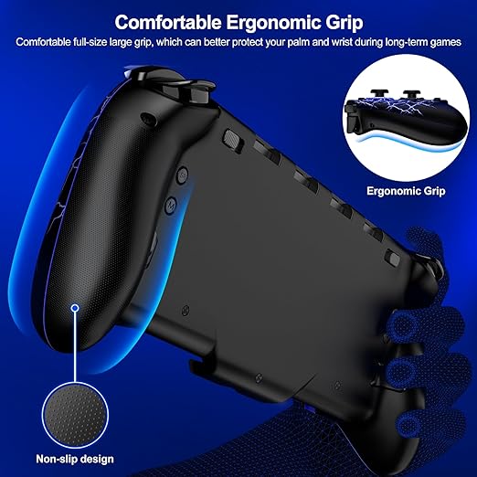 Gammeefy Switch Controller – Hall Effect Joysticks & Enhanced Grip – One Piece Switch Joypad Replacement Switch Pro Controller with 8-Color RGB Lighting, Turbo, Macros - Spider Silk, 6.2"/7"