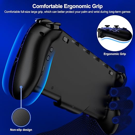Gammeefy Switch Controller – Hall Effect Joysticks & Enhanced Grip – One Piece Switch Joypad Replacement Switch Pro Controller with 8-Color RGB Lighting, Turbo, Macros - Spider Web, 6.2"/7"