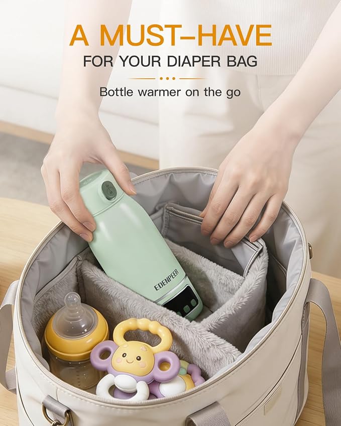 Portable Bottle Warmer on The Go, 17.6 OZ 120 W Fastest Heating, 17400 mAh Long Battery Life for Night Feedings, Precise Temperature Control,for Breast Milk & Water,48H Keep Warm, for Car & Outdoor