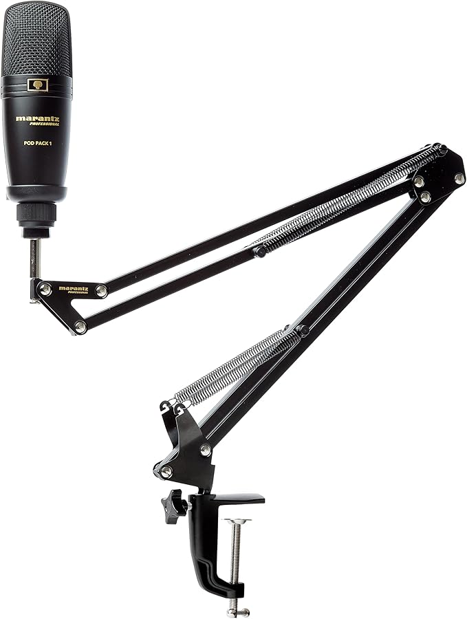Marantz Professional Pod Pack 1 USB Condenser Microphone Kit for Gaming, Streaming and Podcasting with Built-In Audio Interface, Adjustable Boom Arm and Desk Clamp, Plug-and-Play