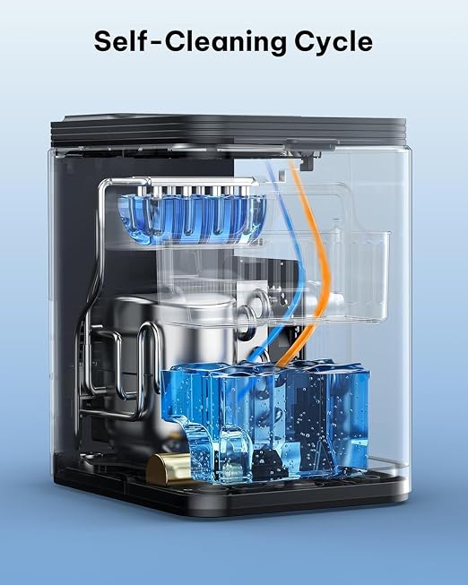 Silonn Ice Maker Countertop, 8 Cubes in 6 Mins, 26.5lbs/24H, Self-Cleaning